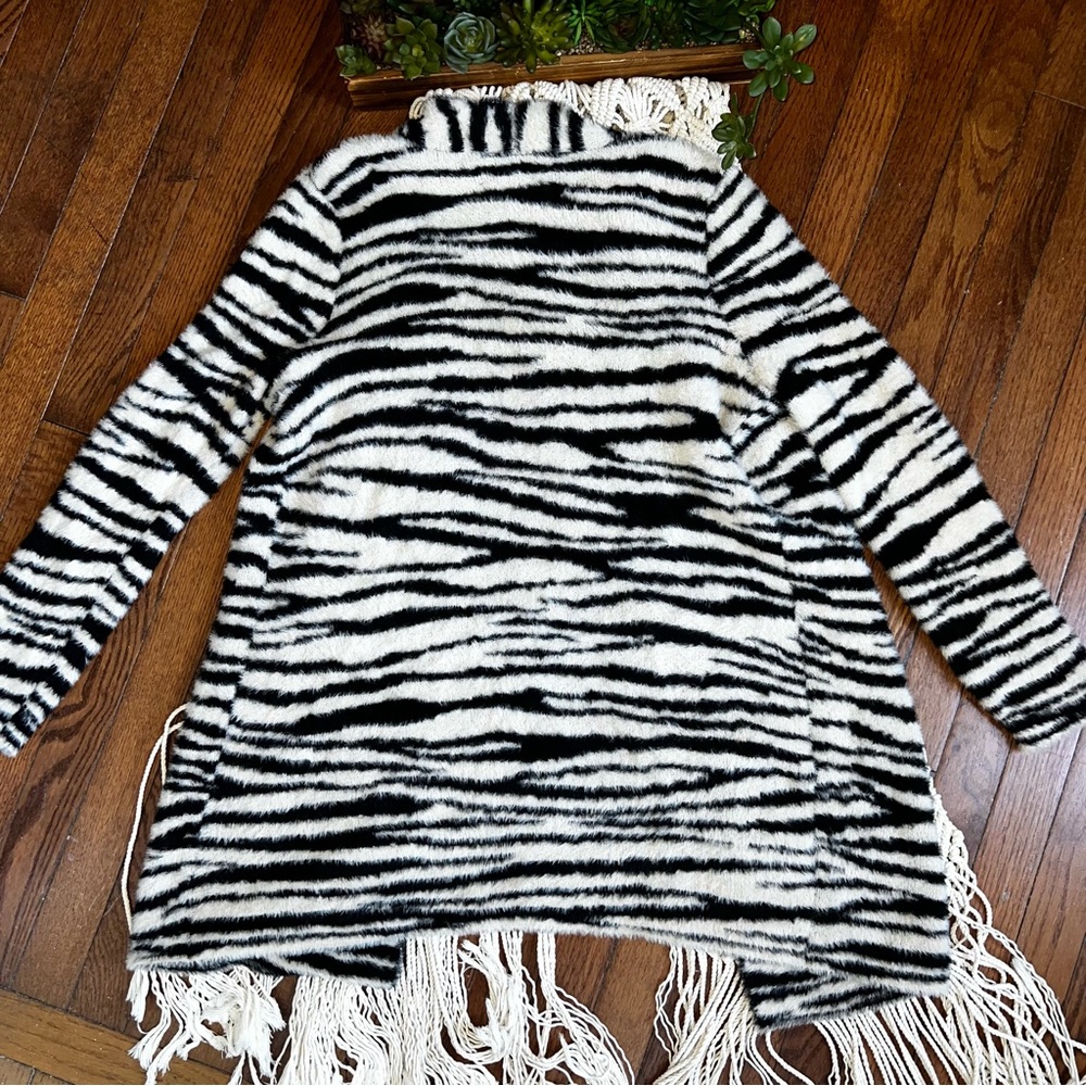 Loft | Fuzzy Zebra Print Open Cardigan - image 7
